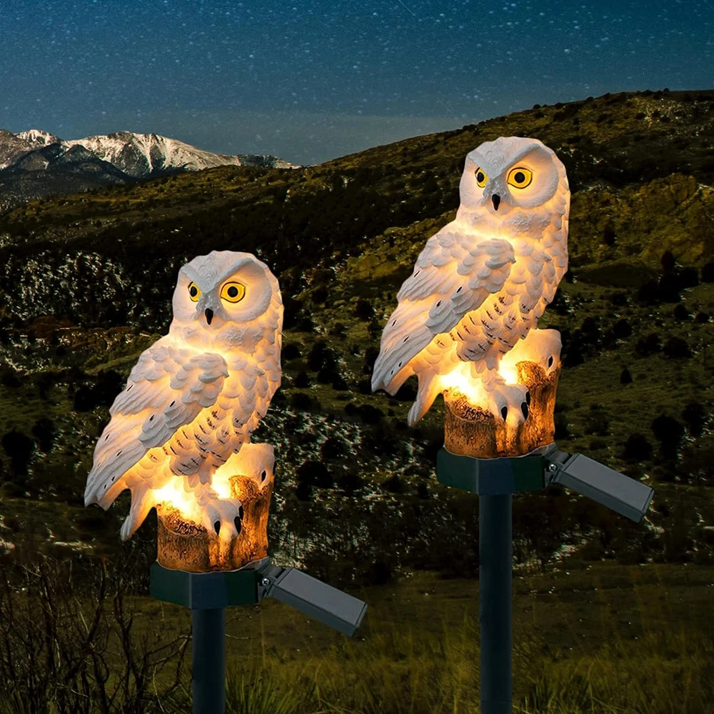 Solar LED Owl Garden Light, IP65 Waterproof, Warm White Light Decoration