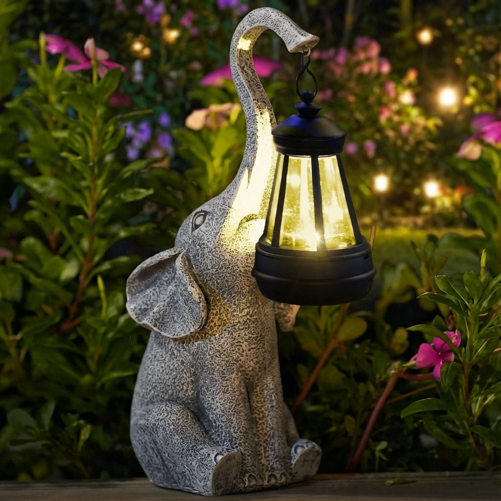 Solar-Powered Elephant Garden Light with Automatic LED Ambient Lighting