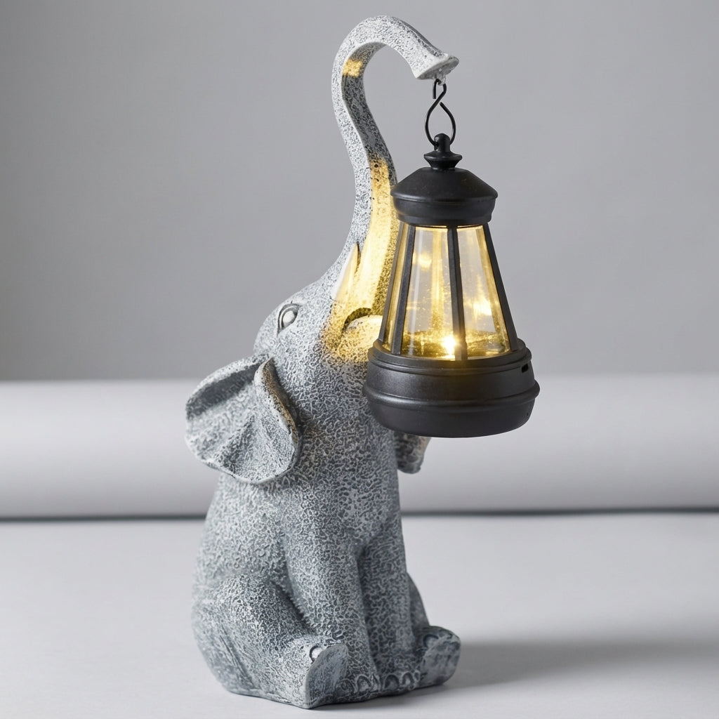Solar-Powered Elephant Garden Light with Automatic LED Ambient Lighting