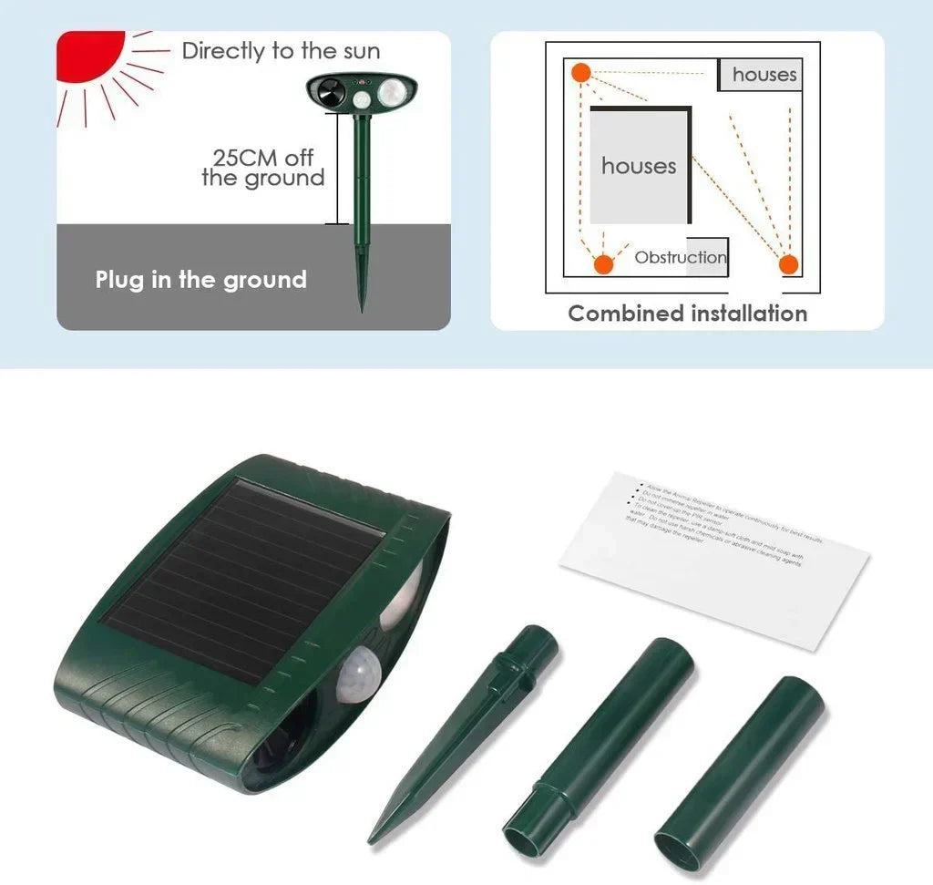 Solar-Powered Ultrasonic Deer Repellent - Pack of 4