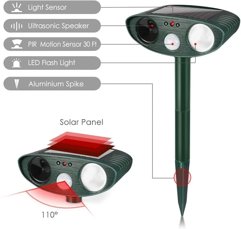 Solar-Powered Ultrasonic Deer Repellent - Pack of 4
