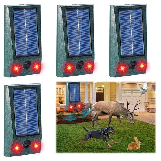 Solar Ultrasonic Bird Repeller with LED and Motion Sensor - IP58 Waterproof - 600 m² Coverage