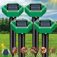 Solar Ultrasonic Mole Repellers, Pack of 4, IP65 Waterproof, 465 m² Coverage Each