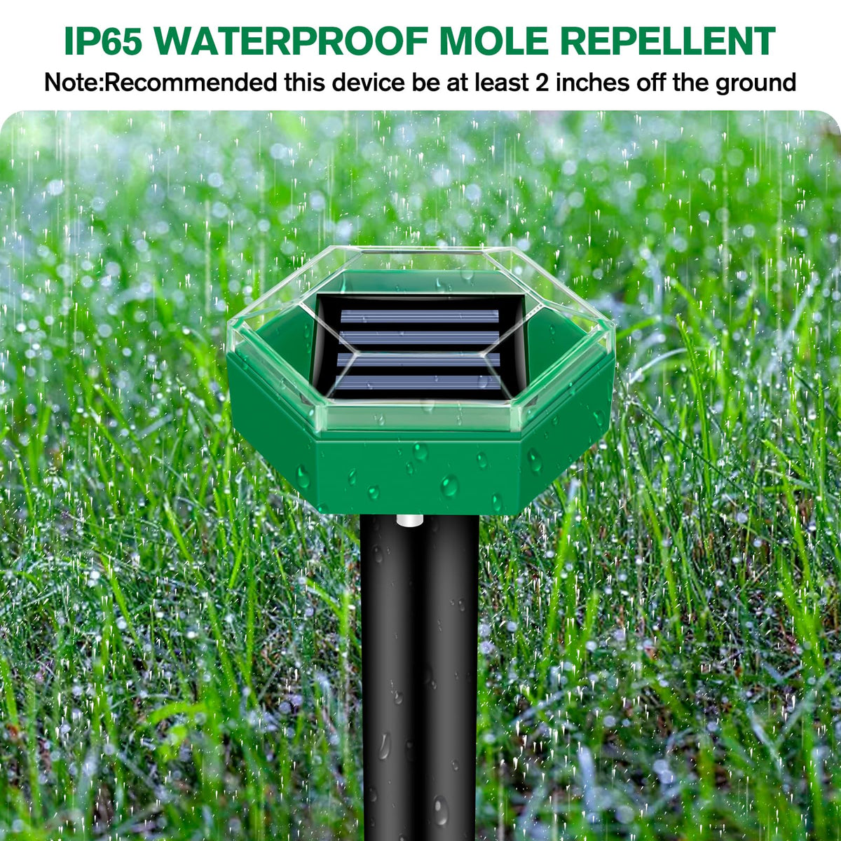 Solar Ultrasonic Mole Repellers, Pack of 4, IP65 Waterproof, 465 m² Coverage Each