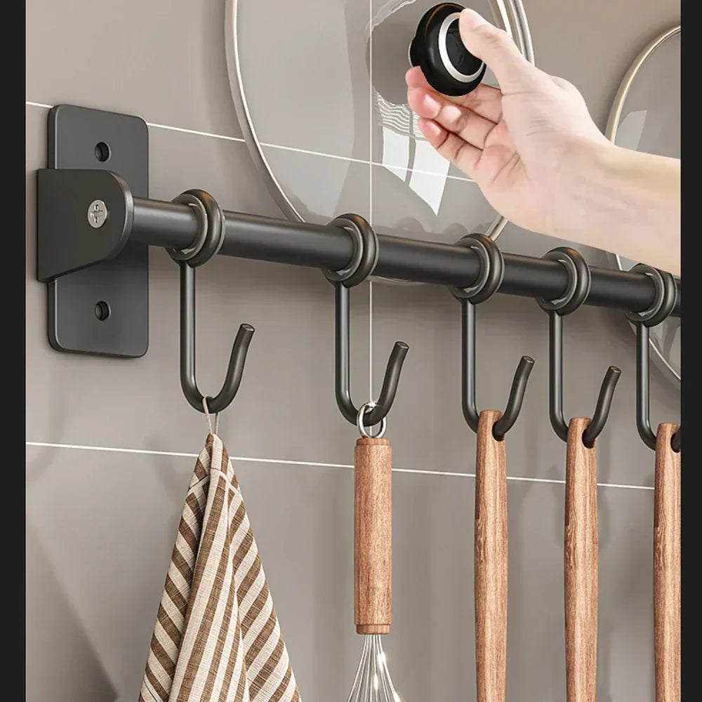 Space-Saving & Sturdy Black Steel Organizer Bar