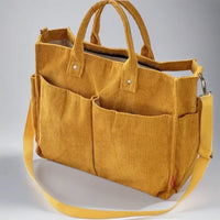 Spacious and Durable Women's Corduroy Shoulder Bag for School and Work
