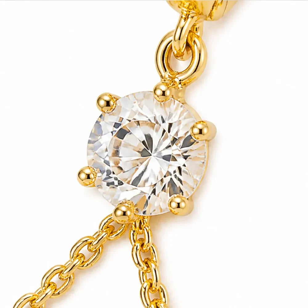 Sparkling Gold-Tone Cubic Zirconia Butterfly Drop Earrings