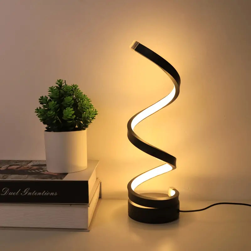Spiral LED Table Lamp – Dimmable Modern Table Lamp with Warm Ambient Light for Bedroom or Living Room