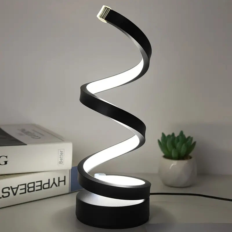 Spiral LED Table Lamp – Dimmable Modern Table Lamp with Warm Ambient Light for Bedroom or Living Room