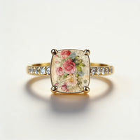 Square-Cut Rose Stone Ring