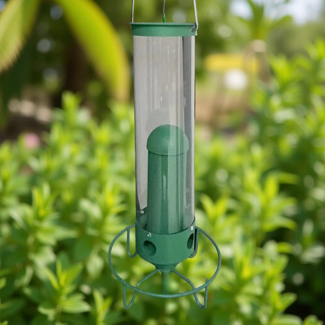Squirrel-Proof Metal Hanging Tube Bird Feeder for Garden and Outdoor Use