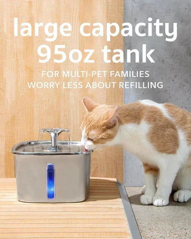Stainless Steel Cat Water Fountain with Filter
