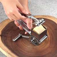 Stainless Steel Cheese Grater – Manual Rotary Design with 3 Interchangeable Drum Blades