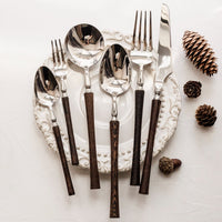 Stainless Steel Cutlery Set with Wooden Handles
