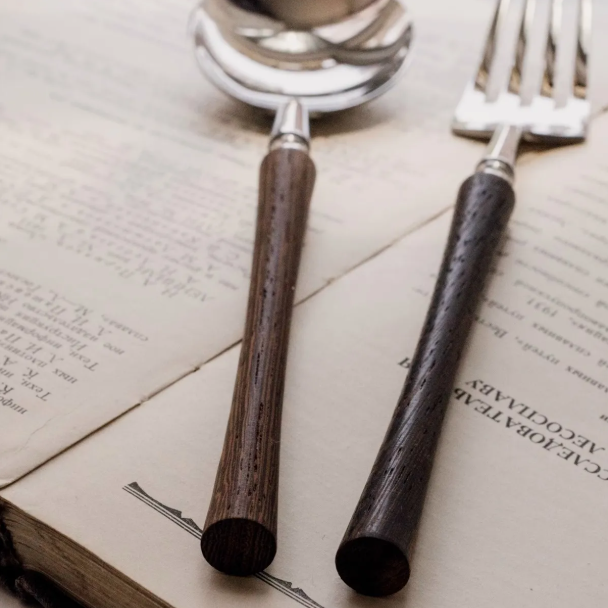 Stainless Steel Cutlery Set with Wooden Handles