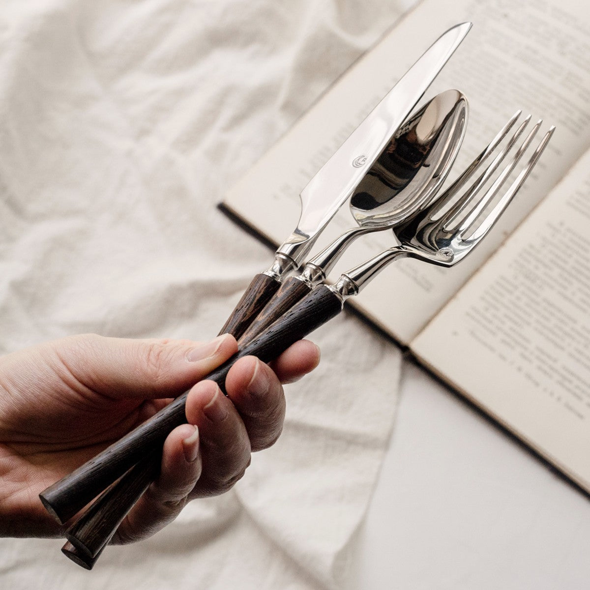 Stainless Steel Cutlery Set with Wooden Handles