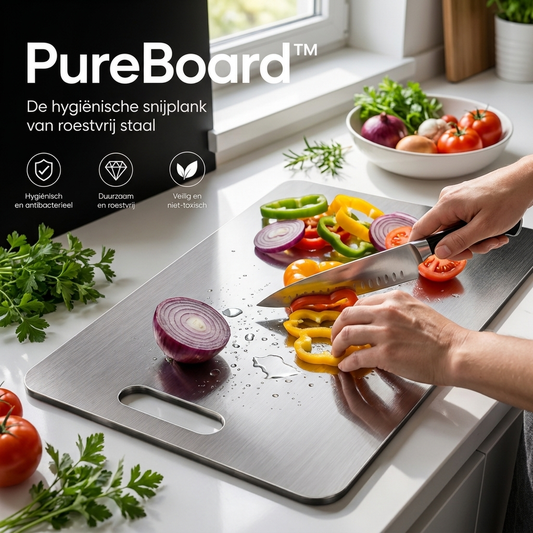 Stainless Steel Cutting Board — Antibacterial, Mold-Resistant, 5 Sizes