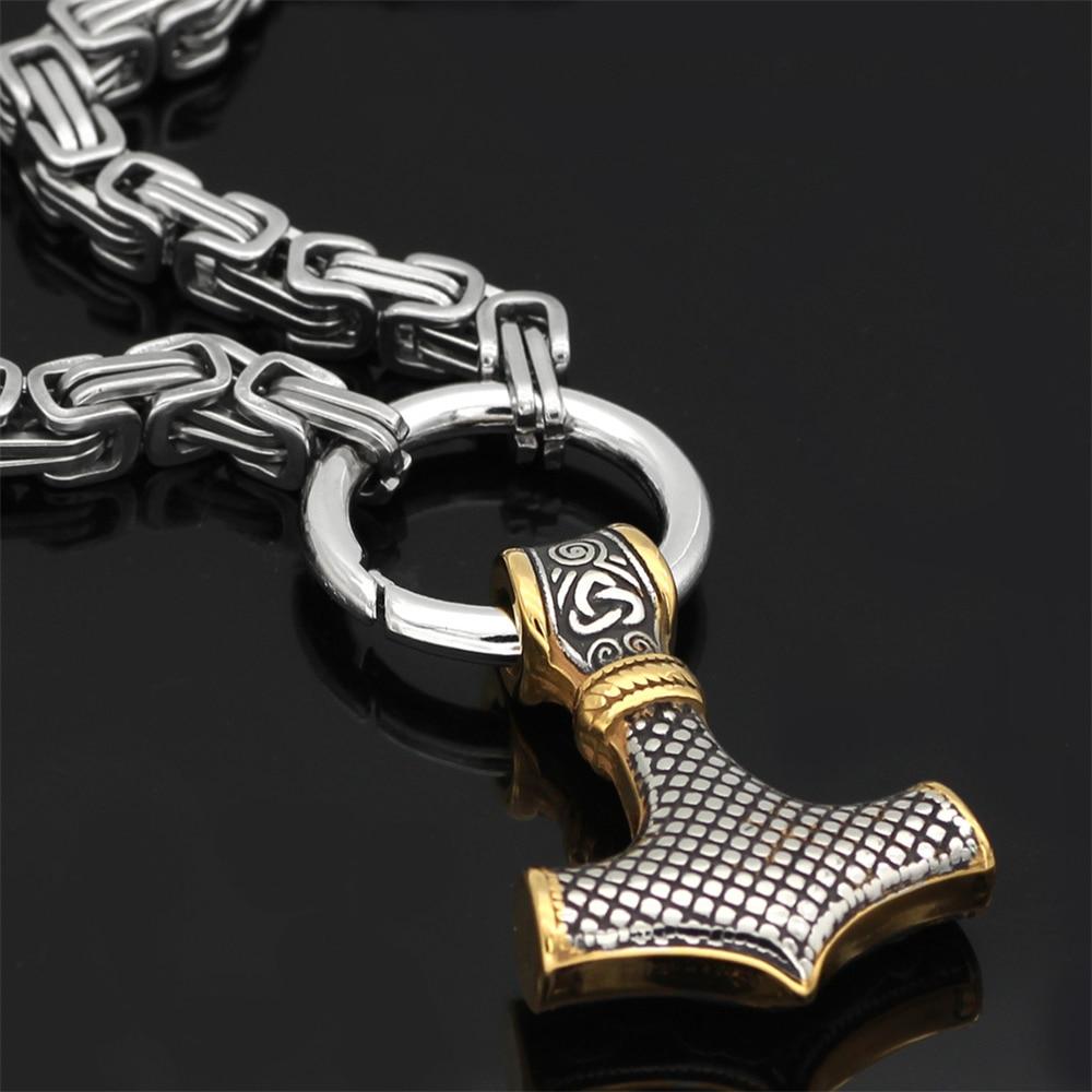 Stainless Steel Double Wolf Head & Mjolnir Survival Spirit Necklace or Bracelet