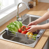 Stainless Steel Expandable Over-the-Sink Dish Drying Rack for Dishes, Fruit and Vegetables