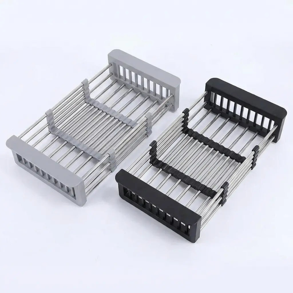 Stainless Steel Expandable Over-the-Sink Dish Drying Rack for Dishes, Fruit and Vegetables