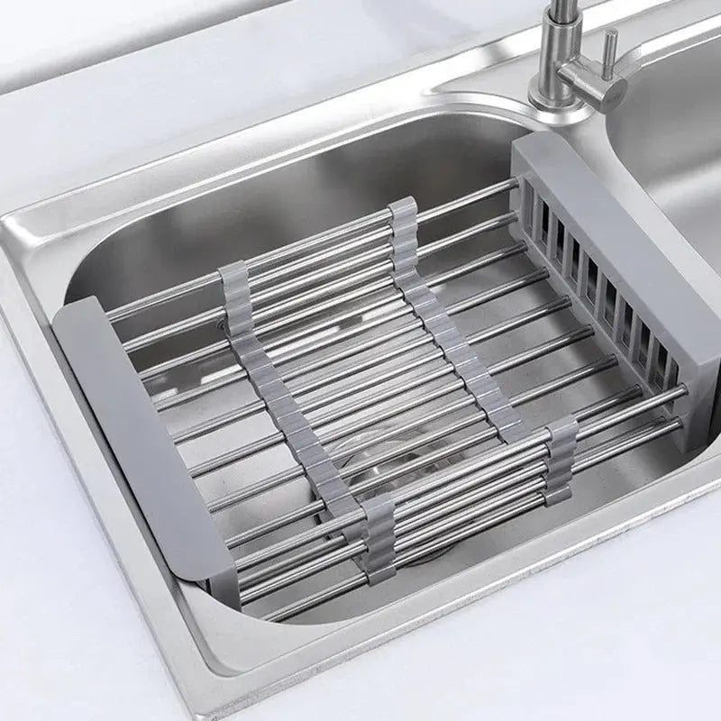 Stainless Steel Expandable Over-the-Sink Dish Drying Rack for Dishes, Fruit and Vegetables