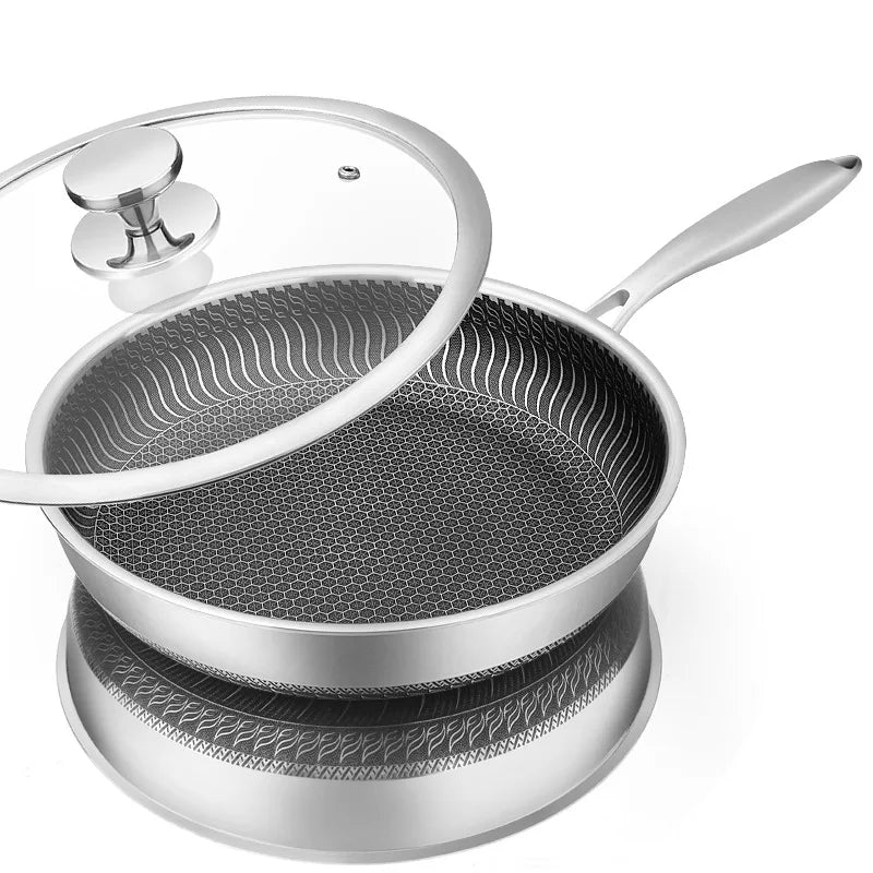 Stainless Steel Frying Pan – Non-Stick Honeycomb Frying Pan for Induction & Oven