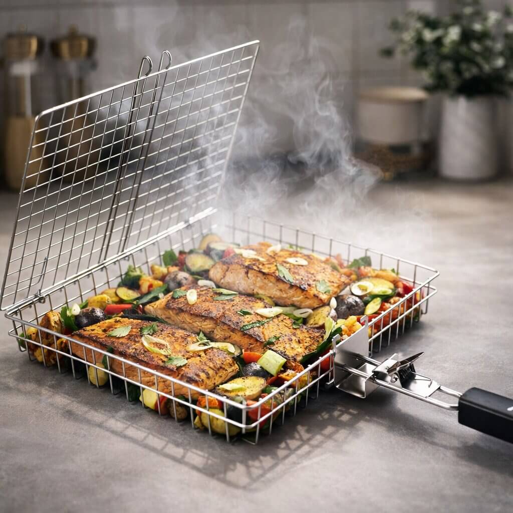 Stainless Steel Grill Basket | Even Heat Distribution