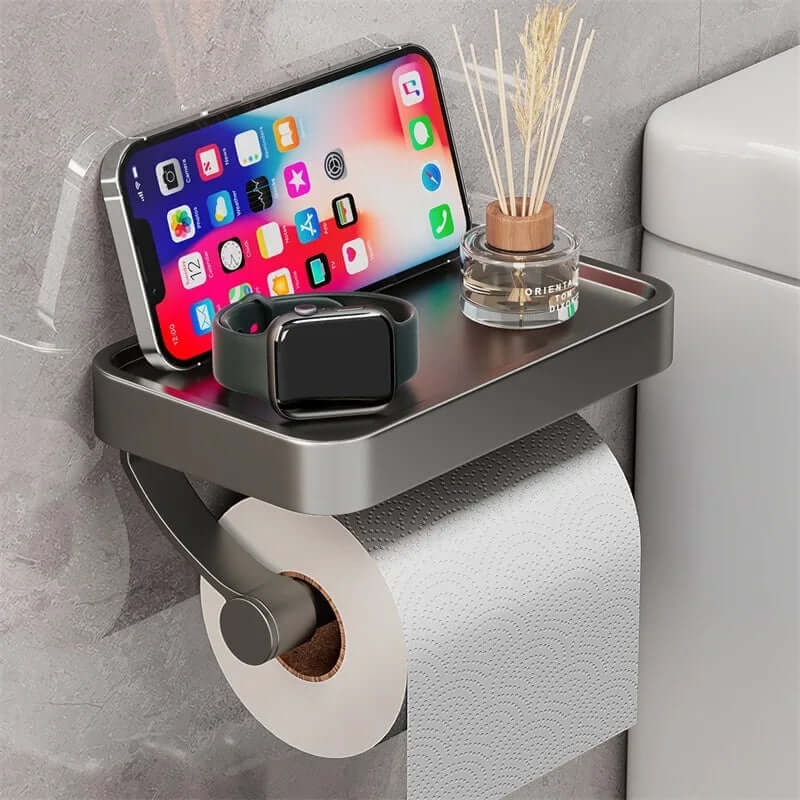 Stainless Steel Toilet Paper Holder with Shelf