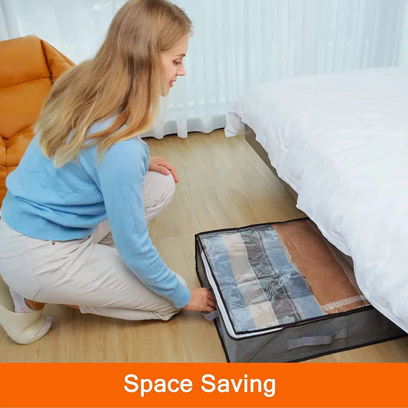 Storage Bag | Large Capacity | Foldable with Window | Non-Woven Fabric & Stainless Steel Zipper