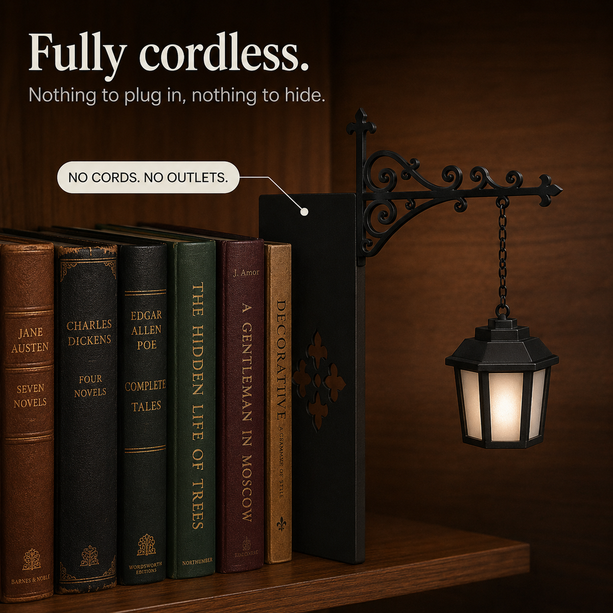Streetlamp Bookend Shelf Light