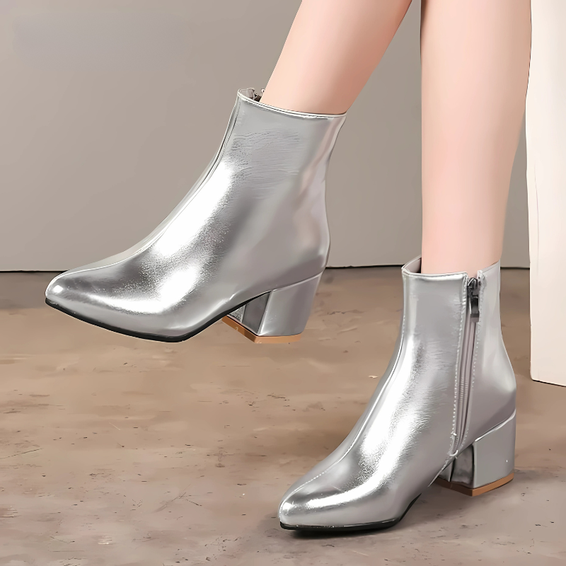 Stylish Silver Women's Ankle Boots - Comfort & Fashion