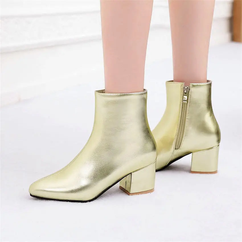 Stylish Silver Women's Ankle Boots - Comfort & Fashion