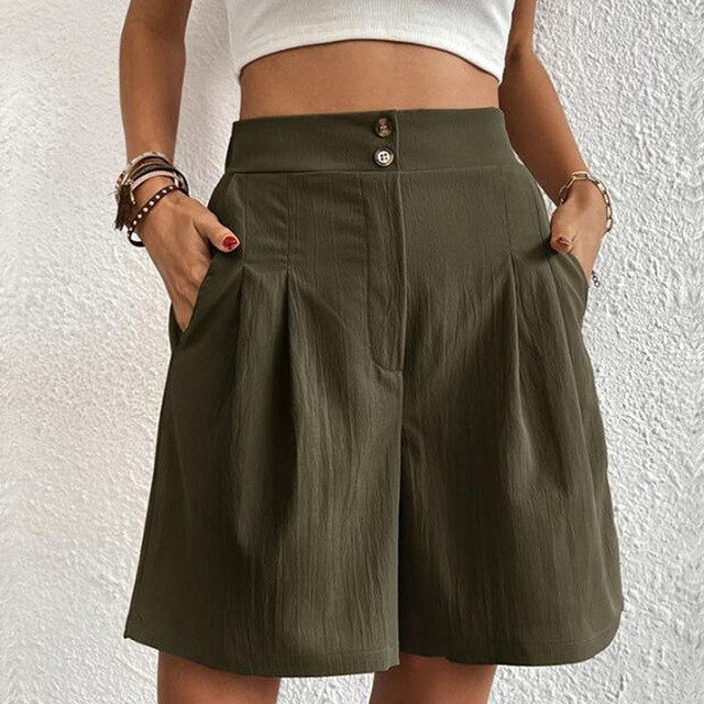Stylish Women's Shorts - Double Button - Summer Style