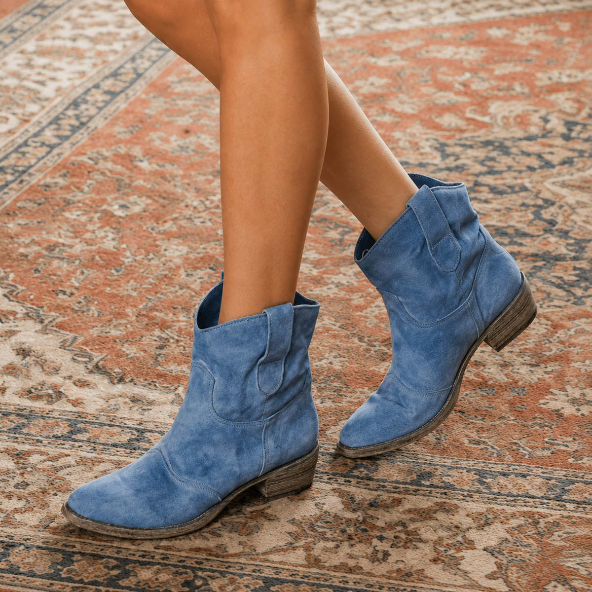 Suede Western Ankle Boots