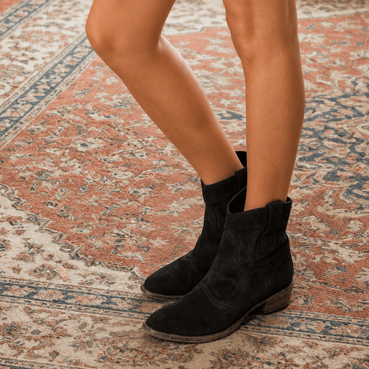 Suede Western Ankle Boots