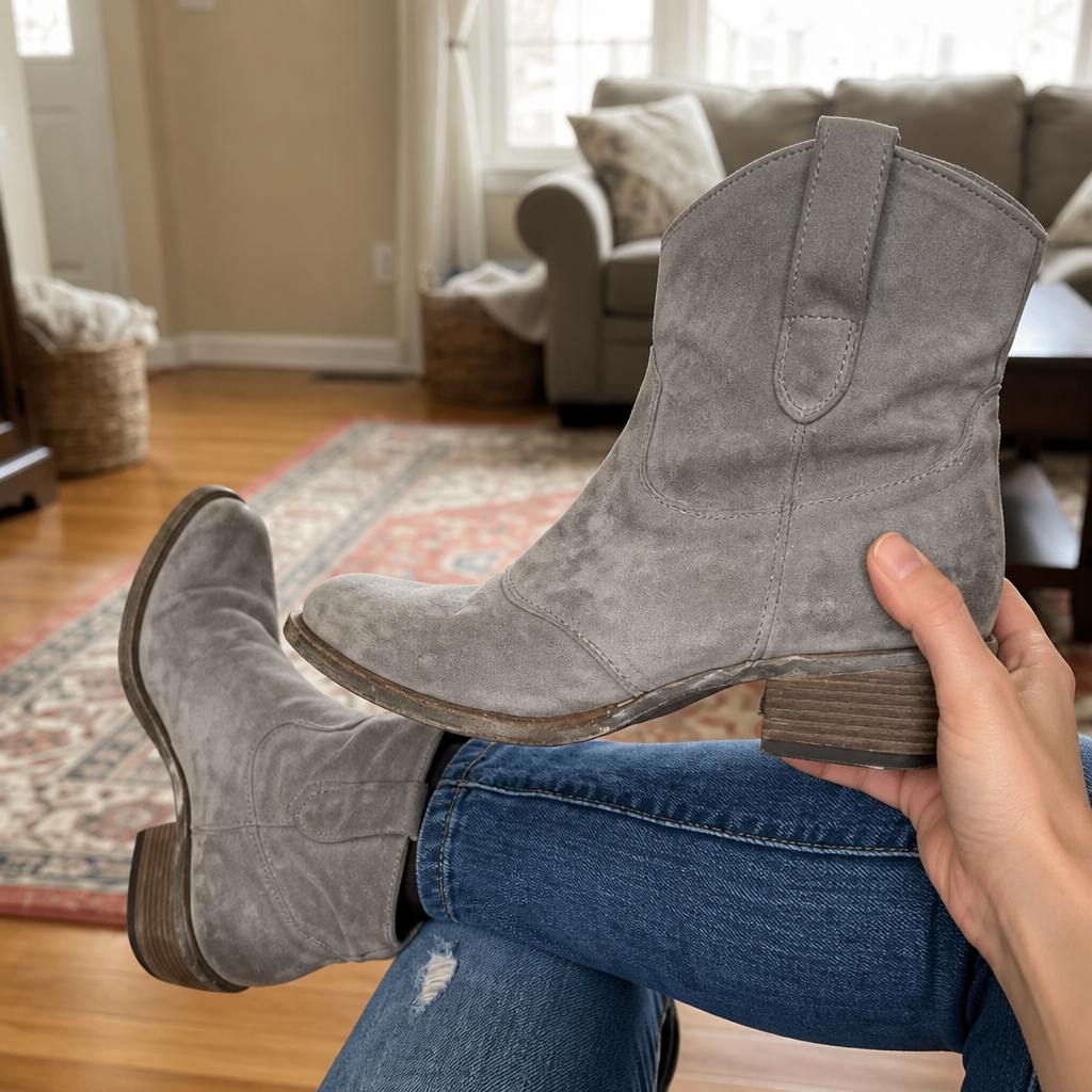 Suede Western Ankle Boots