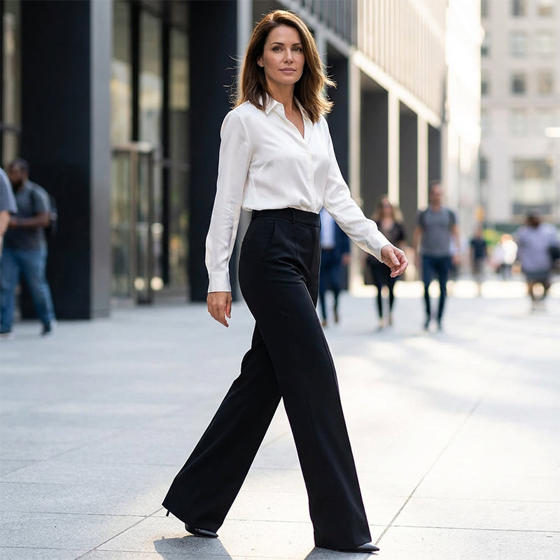 Suit Trousers with Comfortable Fit and Flattering High Waist