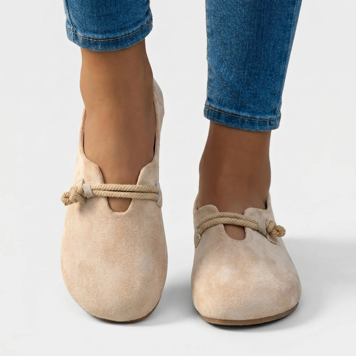 Supportive Slip-On Flats With Rope Detail