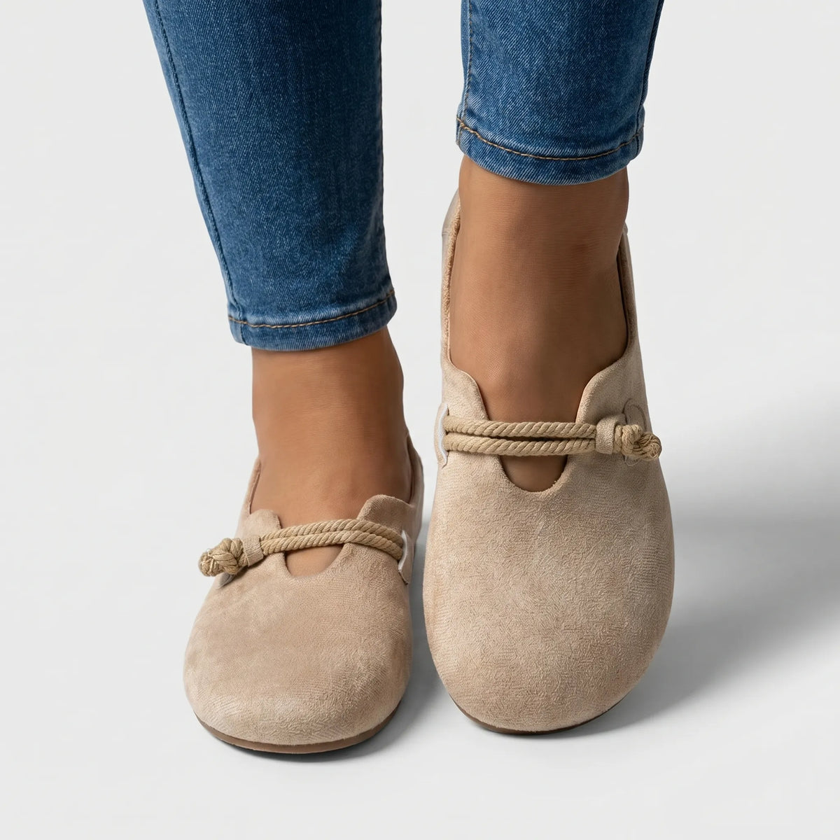 Supportive Slip-On Flats With Rope Detail