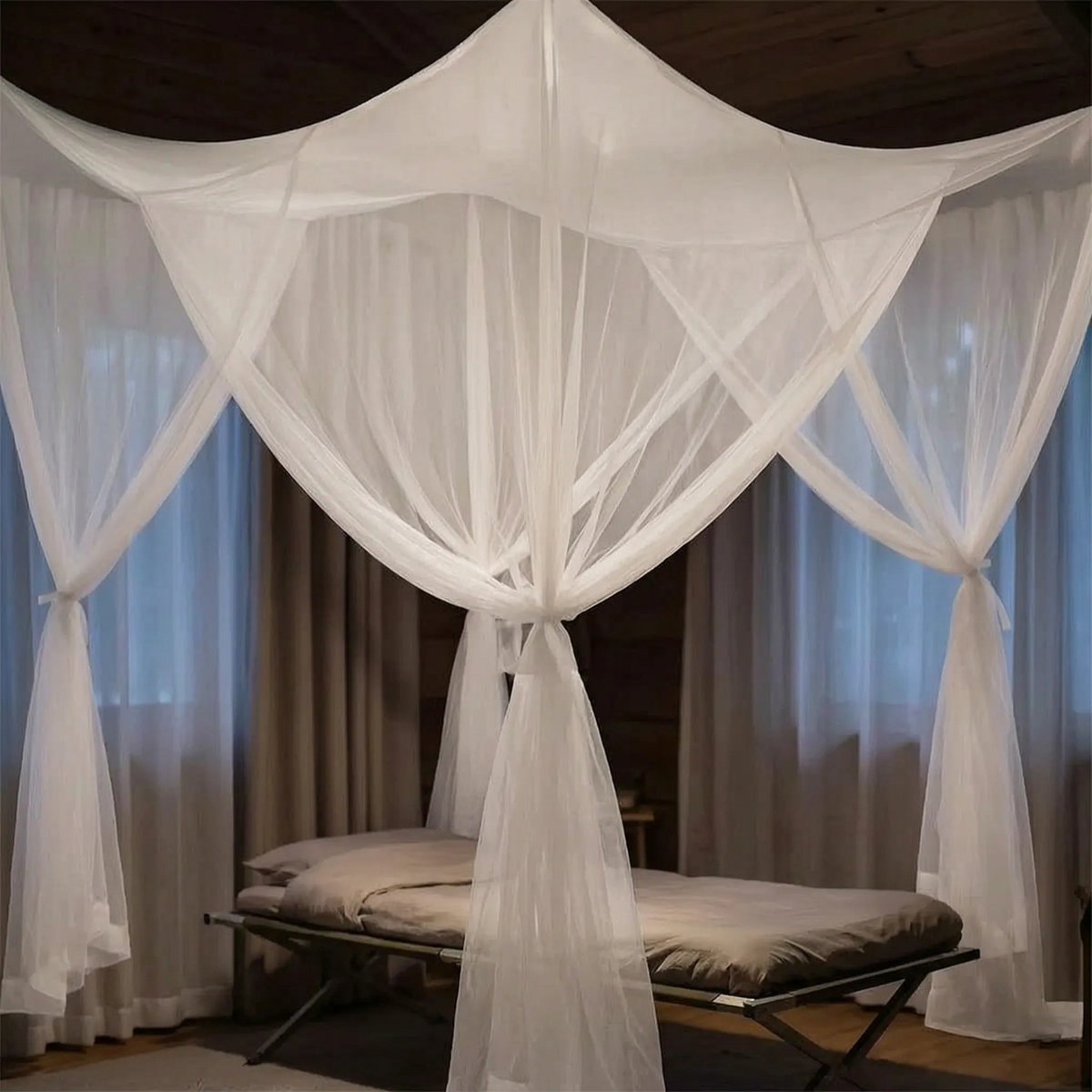 Suspended 4-Door Bed Canopy