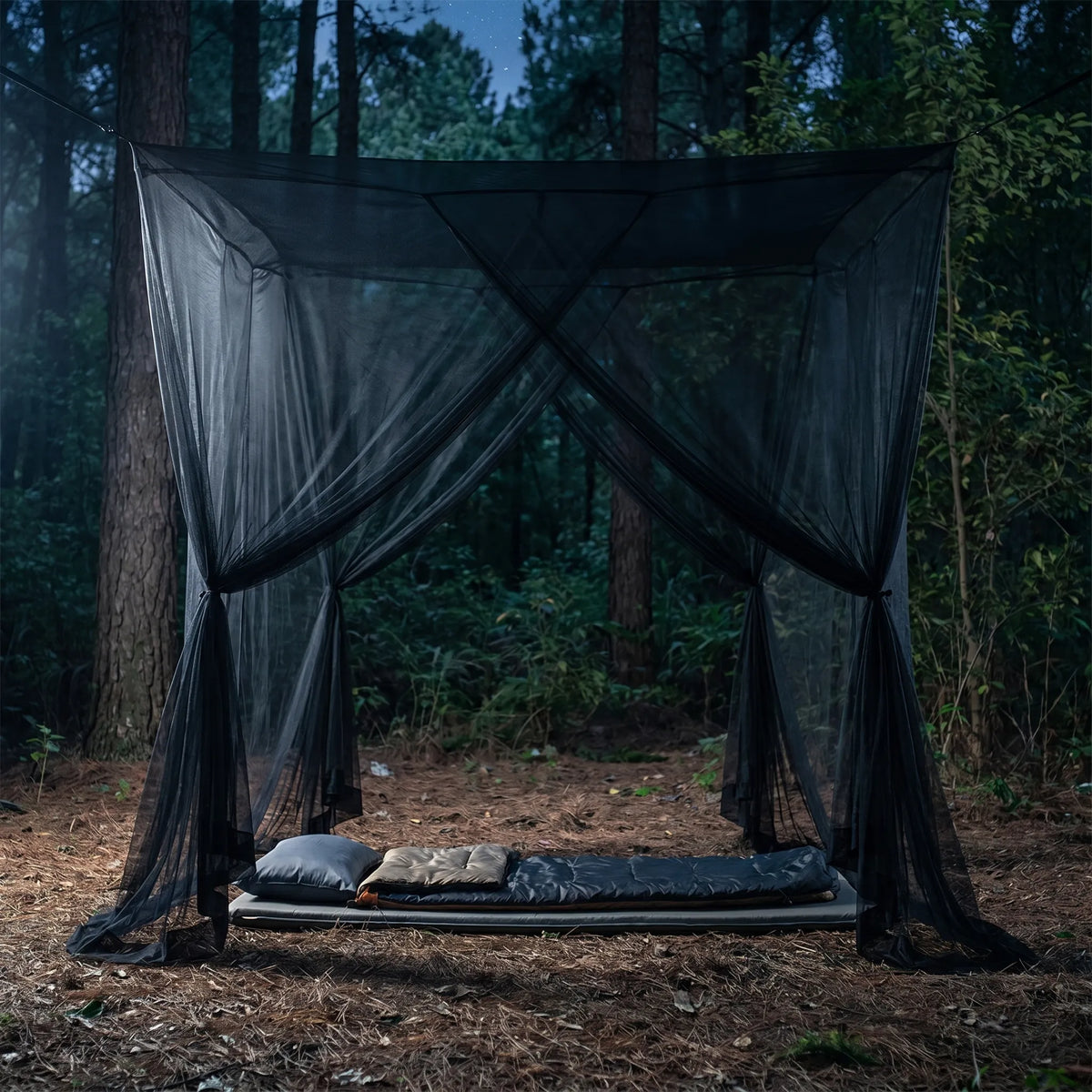 Suspended 4-Door Bed Canopy