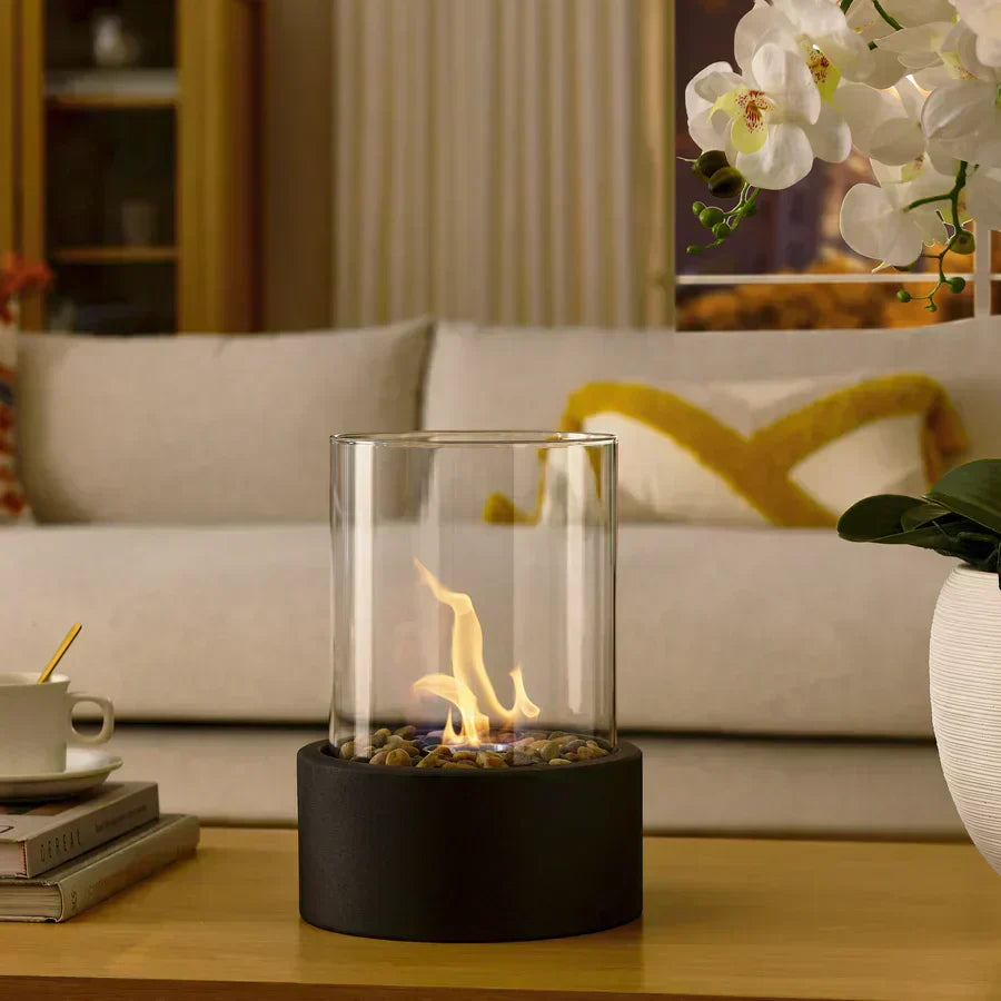 Tabletop Ethanol Fire Pit Burner with Glass