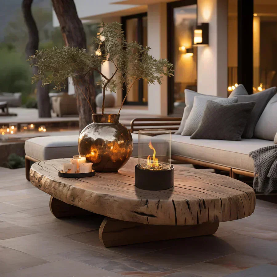 Tabletop Ethanol Fire Pit Burner with Glass