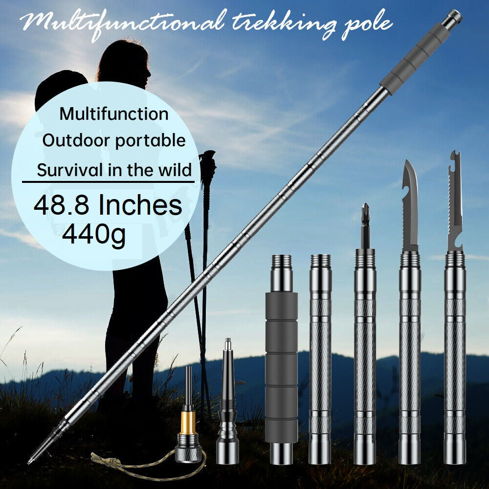 Tactical Outdoor Survival Trekking Pole with Multitool Set