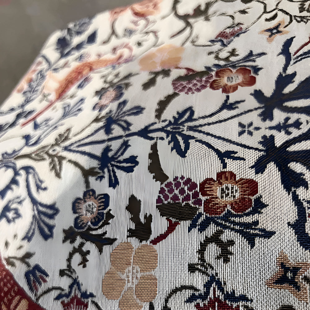 Tapestry Table Runner with Floral Bird Motif and Tassels