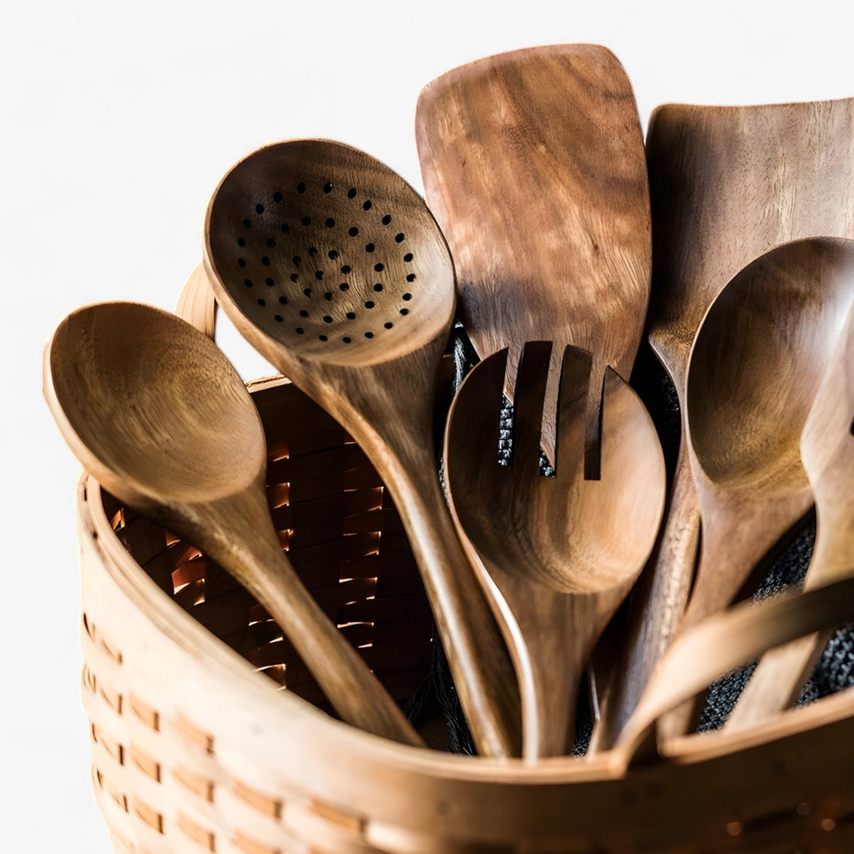 Teak Kitchen Utensil Set with Holder – 9 Pieces