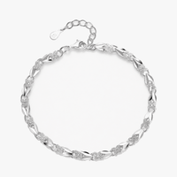 Textured Silver Clover Chain Bracelet