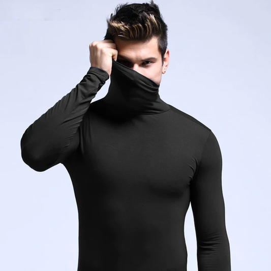 Thermal Undershirt Top with High Collar