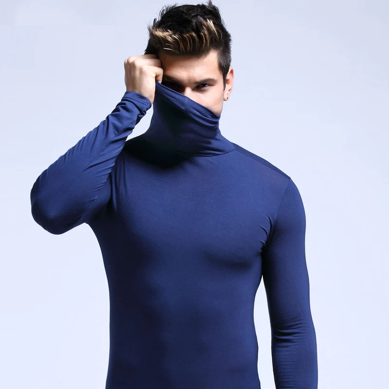 Thermal Undershirt Top with High Collar