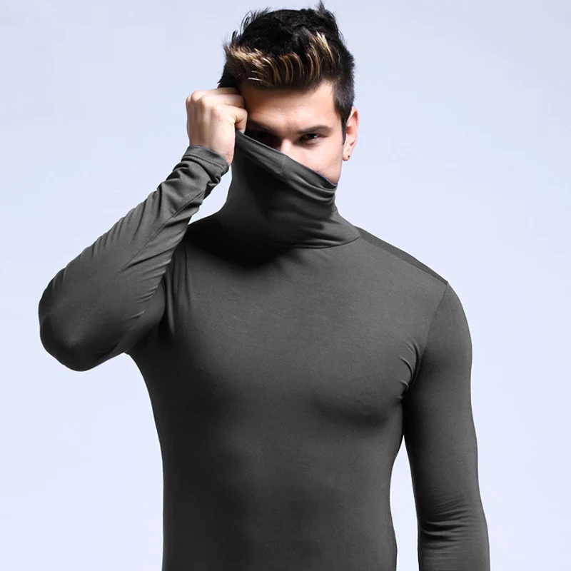 Thermal Undershirt Top with High Collar
